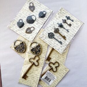 NEW Metal Lock and Skeleton Key Charms